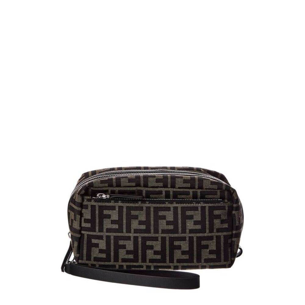 Fendi Double Zipper Small Ff Zucca Jacquard Toiletry Case